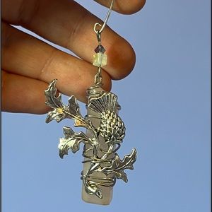 Swarovski rose quartz thistle ornament, Celtic thistle decor, Scottish thistle